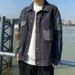 "Men's Rugged Denim Work Jacket – Heavyweight Polyester With Reinforced Stitching (Dark Gray/Bluish, M-5XL)"_viptrois.com