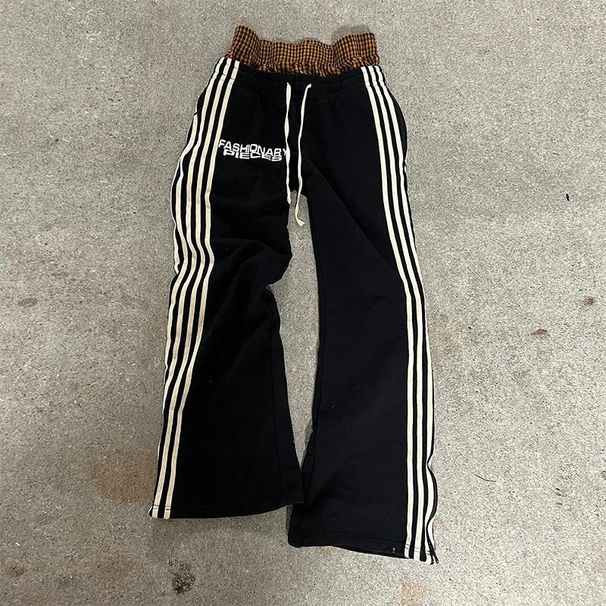 Men's Clothing High Street Hip Hop Straight Pants Men And Women Y2k Harajuku Retro Striped Print Pants Oversized_viptrois.com