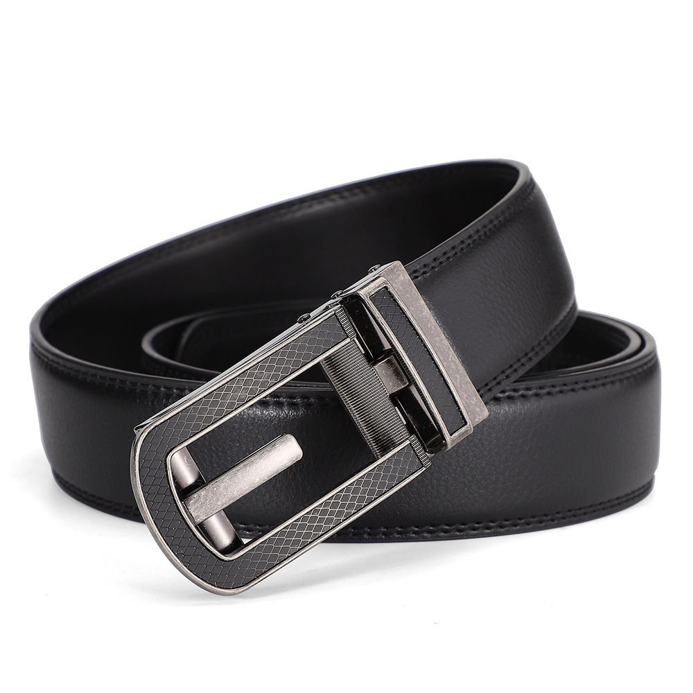 Men's Genuine Cowhide Leather Belt - Automatic Buckle For Business & Casual Wear_viptrois.com