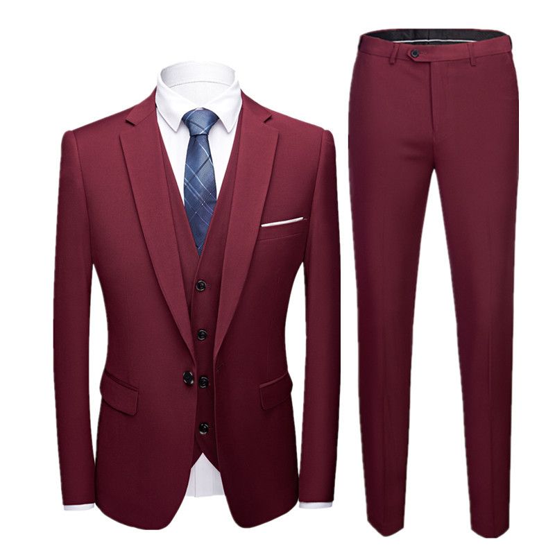Men's Clothing men's groom's suit three piece slim casual work suit suit_viptrois.com