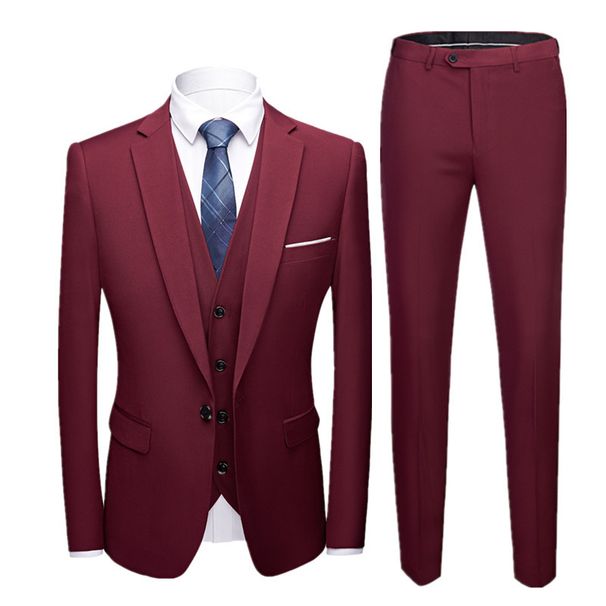 Men's Clothing men's groom's suit three piece slim casual work suit suit_viptrois.com