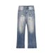 American High Street Vibe Washed Blue Ripped Jeans Men's Straight Leg Micro Flared Cleanfit Pants_viptrois.com
