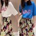 Women's clothing 2023 new Marni blue graffiti print loose short sleeved t-shirt women's summer slim niche top_viptrois.com