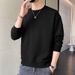 Men's Fleece-Lined Crewneck Sweatshirt – Streetwear Style Long Sleeve T-Shirt (Oversized Fit, Letter Print)_viptrois.com
