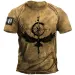 Vintage Men's T-shirt Summer American Shirt Tops Compass Printed Short-sleeve Tees Loose Daily Men Clothing Casual Streetwear_viptrois.com