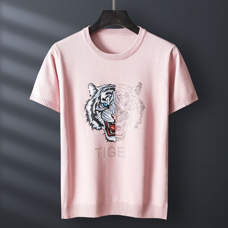 Custom Processing Men's Short Knitted Sweater Factory Rhinestone Print Autumn Winter Long Sleeve Wholesale Customization_viptrois.com