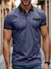 Men's Clothing Short Sleeved Elastic Denim Polo Shirt Men's Lapel T Shirt Slim Fit Top_viptrois.com