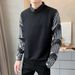 Loom Loom Autumn Winter New European Style Trendy Men Men's Two-Piece Knitted Sweater Long Sleeve Pullover_viptrois.com