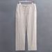 Men's Clothing Men's Linen Pants - Breathable Loose Fit High Waist Straight Leg Casual Trousers For Summer (Natural, Grey, White, Navy)_viptrois.com