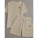Men's Clothing European And American Cross Border Men, Wheat Ear Flower Pattern Men's Large Size Comfortable 2 Piece Knitted Suit Shorts_viptrois.com