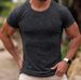Men's Vertical Stripe Short Sleeve T-Shirt – Breathable Stretch Fit, Summer Sports & Casual Wear, Crew Neck Comfort For Gym & Outings_viptrois.com