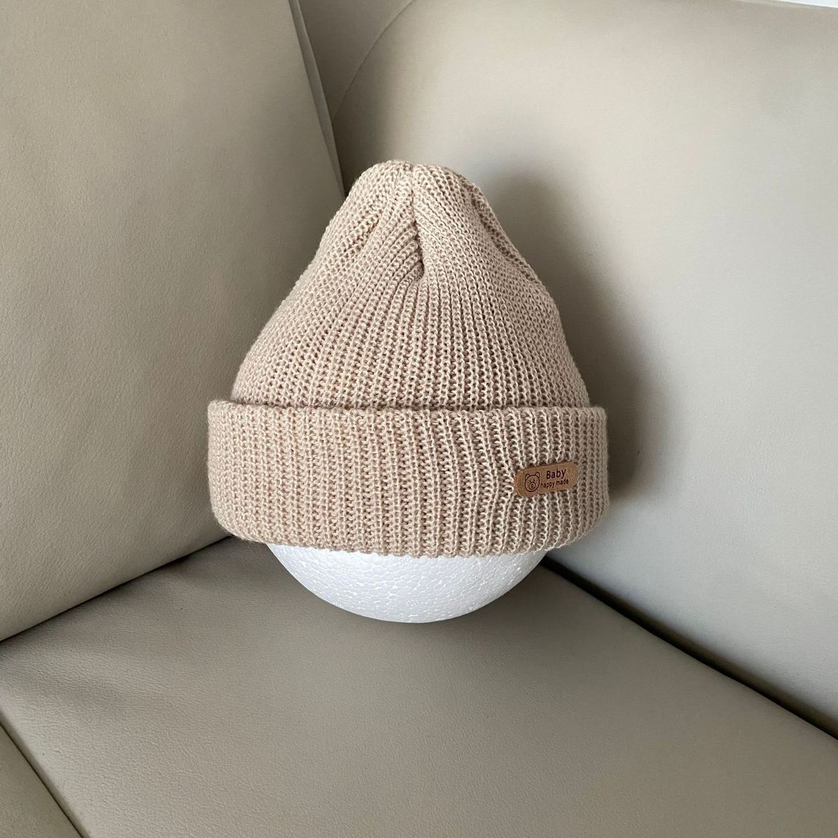 Kids'hats Baby ear protection hat Autumn and winter pure cotton baby girl leather label wool warm hat thick girl's hat_viptrois.com