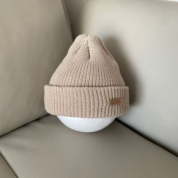 Kids'hats Baby ear protection hat Autumn and winter pure cotton baby girl leather label wool warm hat thick girl's hat_viptrois.com