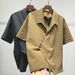 Men's Summer Style Irregular Diagonal Placket Short Sleeve Shirt Loose Fit Versatile Casual Suit Trendy Clothing_viptrois.com