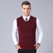 Men's Wool Blend V-Neck Sleeveless Vest Knit Sweater - Stylish & Versatile Pullover For Casual Wear_viptrois.com