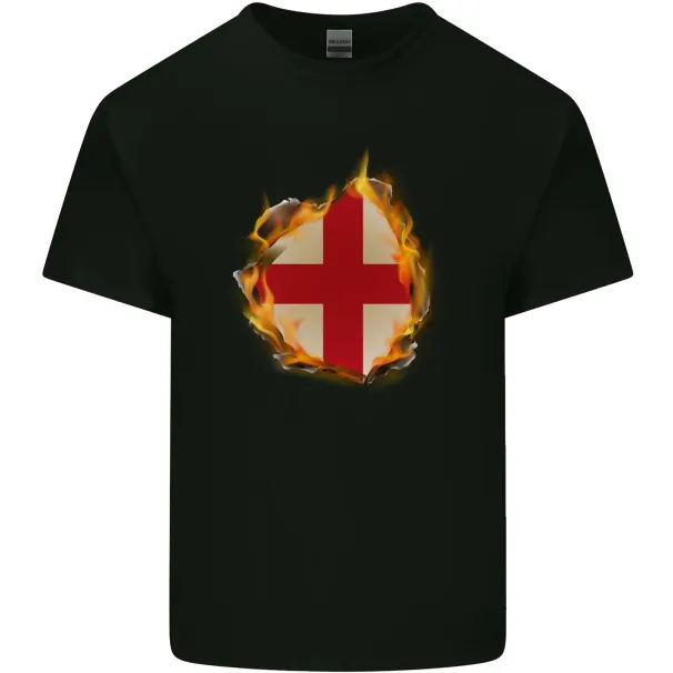 The St Georges Cross English Flag England Mens Cotton T-Shirt Mens Womens Tees Top Tee Top_viptrois.com