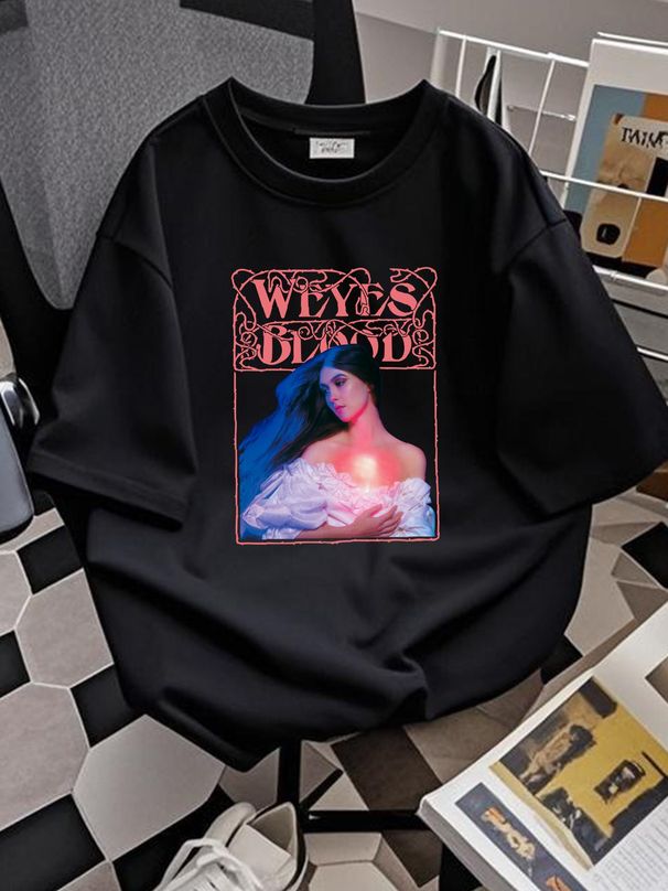 Weyes Blood Hearts Aglow Short Sleeve Black All Size Shirt QQ1412 Streetwear Unisex Slightly Summer Stylish Stretched Fashion Comfortable_viptrois.com