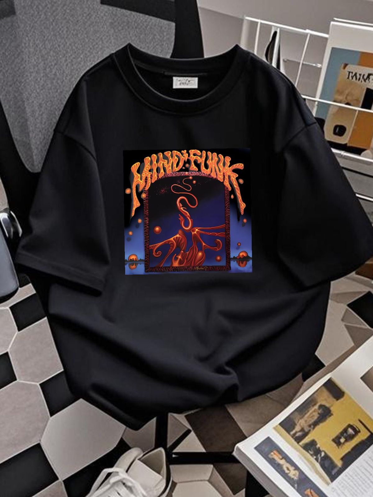 MINDFUNK T Shirt Vintage 1991 T Shirt XL EU Tour LP Funk Metal Black Mind Funk 7 Graphic Top For Everyday Wear Unisex Streetwear Stretched Soft_viptrois.com