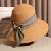Women's Hats Straw Hat Women's Summer Sun Protection UV Beach Wide Brim Straw Hat Ribbon Sun Hat UV Face Cover_viptrois.com
