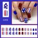 Short bright red and blue color matching color stripe independent day wear nail art American five-pointed star foreign trade nail art 24 pieces_viptrois.com