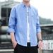 Men's Clothing Casual Long Sleeve Shirt - Breathable Polyester Slim Fit Button Down Shirt For Teens & Adults (White, Navy, Sky Blue, Gray, Red)_viptrois.com