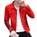 Men's Clothing Men's Handsome Thin Jacket Men's Korean Style Slim Denim Jacket Trendy Spring and Summer Personalized Men's Versatile Denim Jacket_viptrois.com