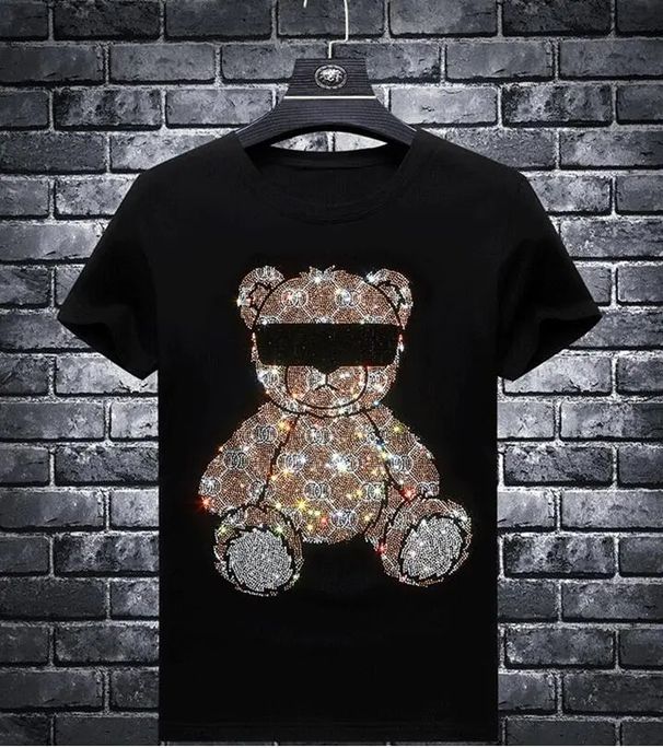 Streetwear Men Diamonds Graphic Summer Mens Rhinestones T Shirt Male Fashion Tees Casual Anime Tops_viptrois.com