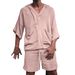 Men's Clothing New Men's Suit Men's Cotton And Linen Loose Casual Suit Vacation Men's Sportswear_viptrois.com