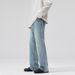 Men's Clothing Summer Trendy Light Blue Jeans For Men And Women, Washed High Street Straight Leg Pants, Versatile Long Trousers_viptrois.com
