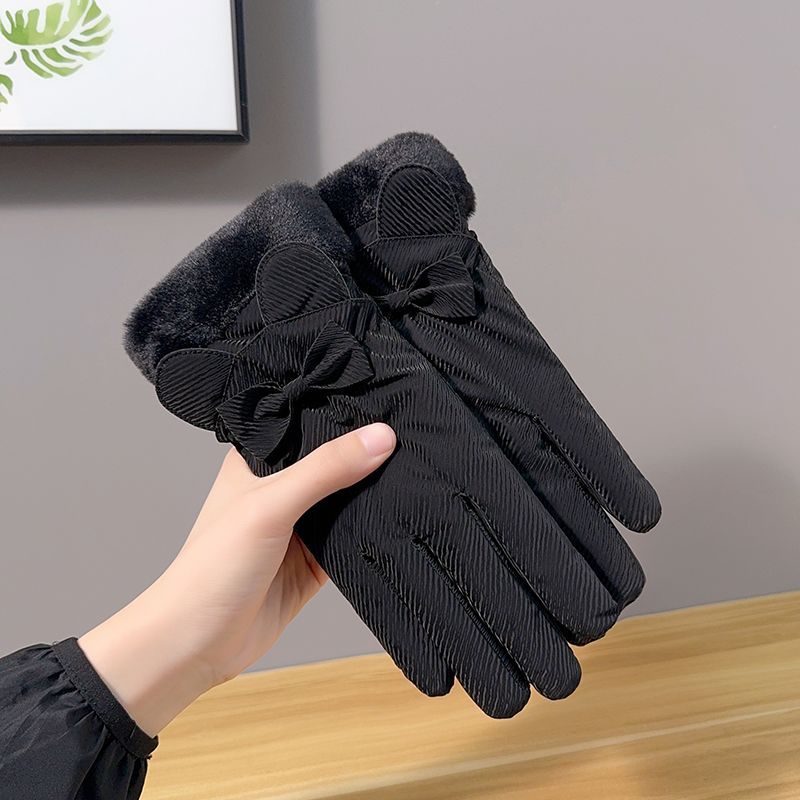 Women's Gloves Riding, Cute Warm, Touchscreen Compatible, Winter Thickened And Fleece-Lined For Electric Bikes_viptrois.com
