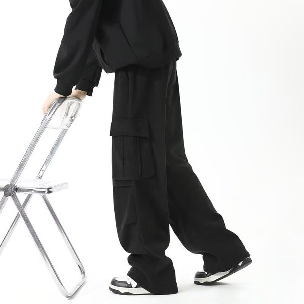 Spring New Trendy Brand Loose Big Pocket Wide Leg Straight Pants Parachute Soldier Casual Pants_viptrois.com