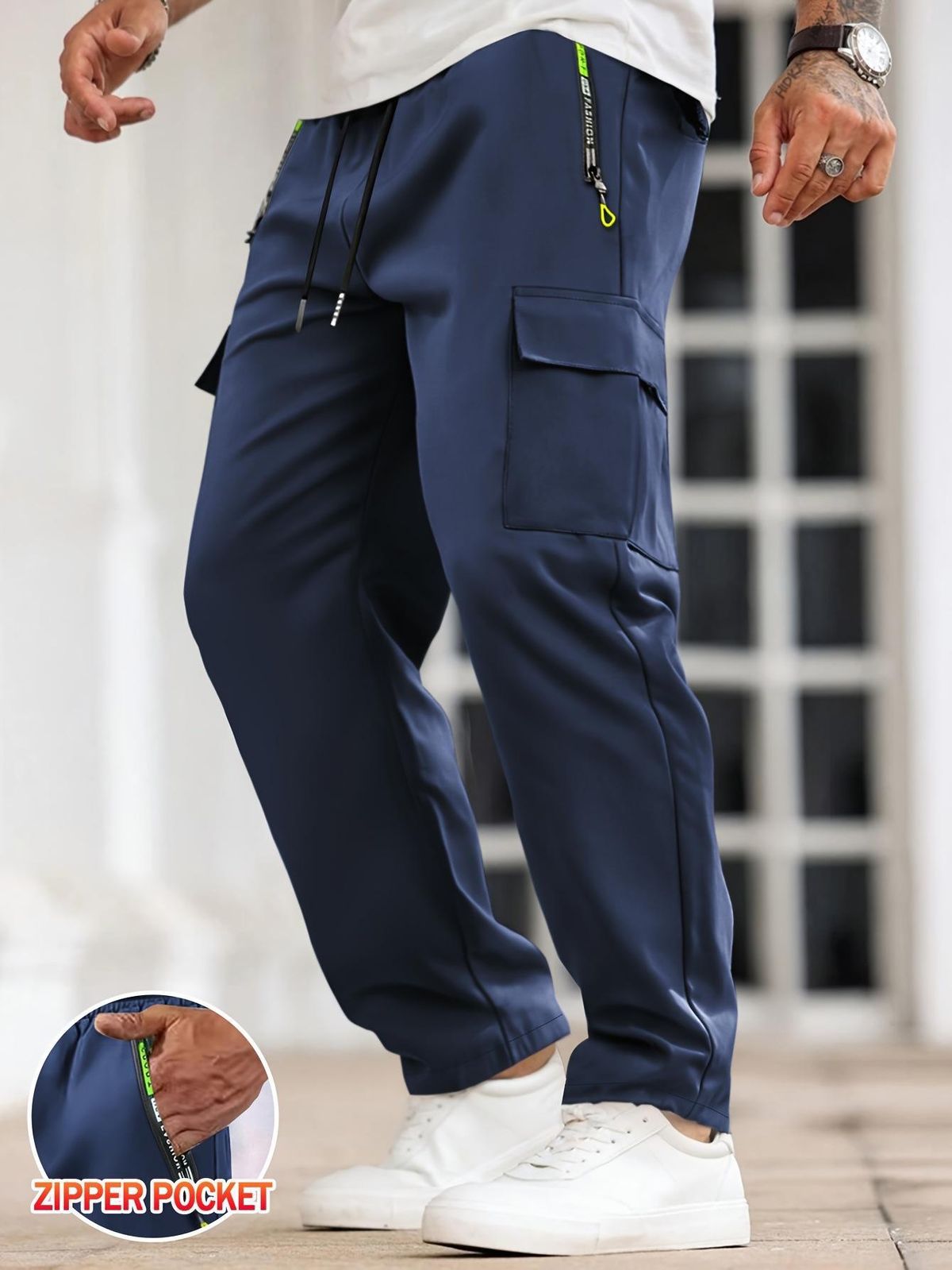 Men's Cargo Jogger Pants – Multi-Pocket Workwear Trousers, Straight Leg Casual Pants With Drawstring Waist For Gym & Streetwear_viptrois.com