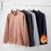 Unisex Fleece Zip-Up Jacket – 400g Thermal Lined Winter Coat With Stand Collar (Navy/Black/Heather Gray/Taupe) Minimalist Style (M-2XL)_viptrois.com
