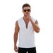 Men's Clothing Men's Sports Casual Linen Drawstring Hooded Sleeveless Vest Beach Top Summer_viptrois.com
