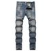 Spot Men's Retro Slim Fit Stretch Jeans Trendy Straight Leg Trousers Versatile Classic Style_viptrois.com