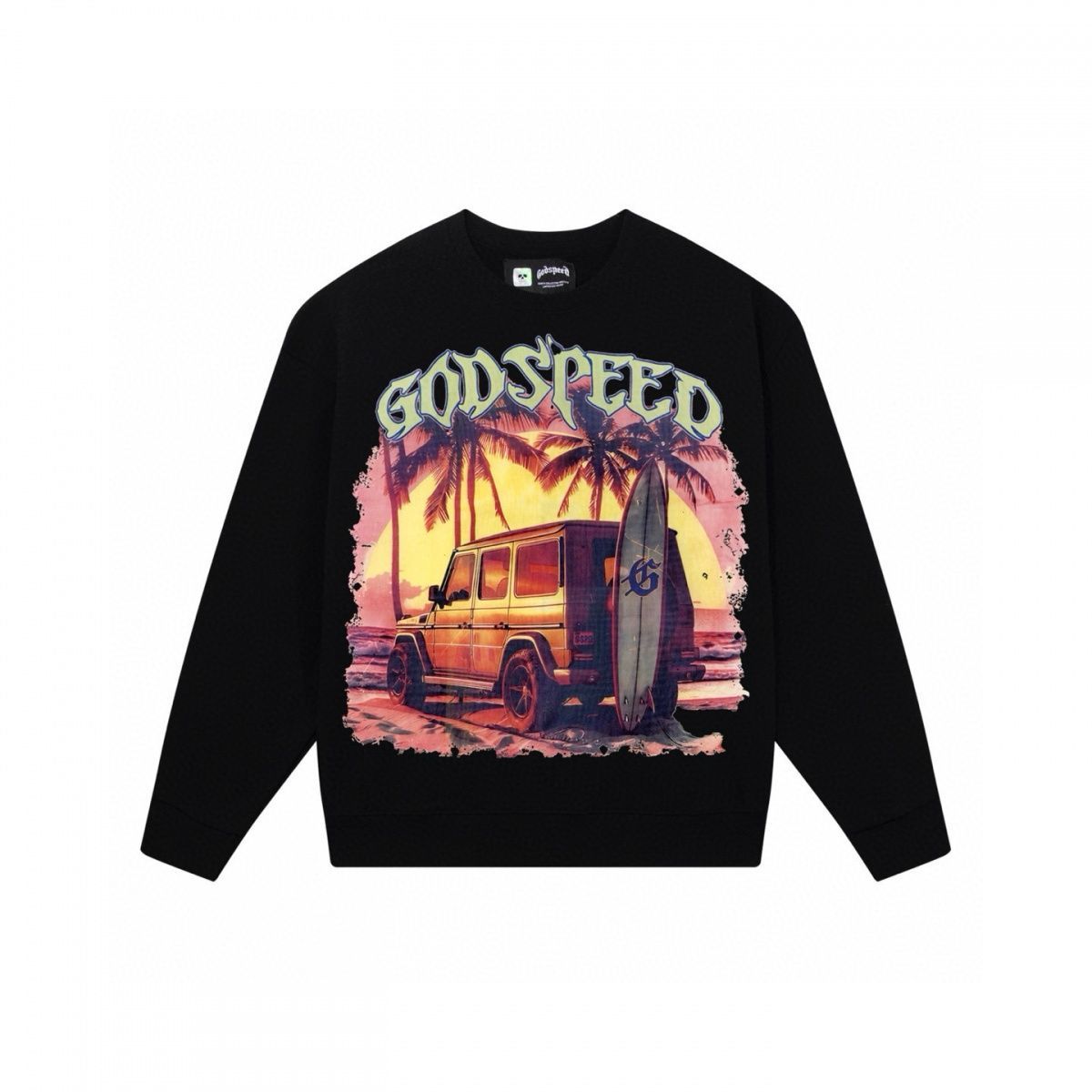 Trendy Brand Big G Coconut Tree Print Heavy Cotton Unisex High Street Crew Neck Sweatshirt_viptrois.com