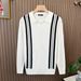 Men's Premium Color Block Knit Polo Shirt - Long Sleeve Casual Pullover With Striped Design, Autumn Winter Fashion Top_viptrois.com