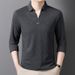 Scissor Collar Long Sleeve T-Shirt Men, Spring And Autumn New Simple Versatile Solid Color Polo Shirt Top For Men_viptrois.com