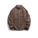 Street Plaid Contrasting Long Sleeved Shirt For Men And Women, Retro Loose Style Couple Casual Jacket_viptrois.com