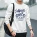 Autumn Winter Thickened Fleece-lined Loose Men's Sweatshirt, Urban Travel Style, Printed Patchwork, Hoodless, Versatile_viptrois.com