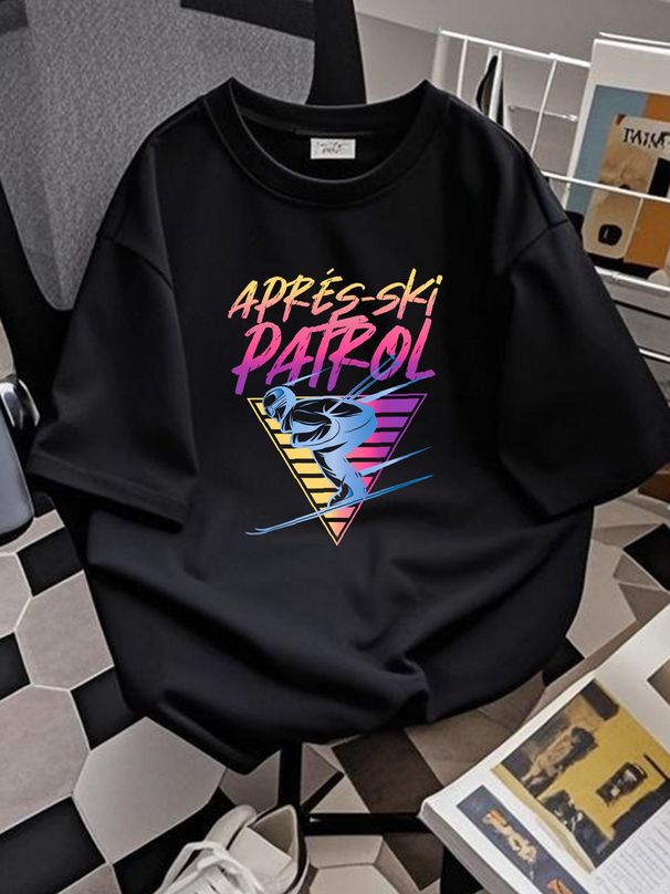 Retro Vintage Snow 80s Apres Ski Patrol Unisex T-shirt Top For Everyday Wear Stylish Casual Soft Versatile Fashion Stretched Homme Streetwear_viptrois.com