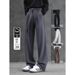 Summer Lightweight Men's Casual Suit Trousers High-End Loose Fit Flowing Ice Silk Neapolitan Black Dress Trousers_viptrois.com
