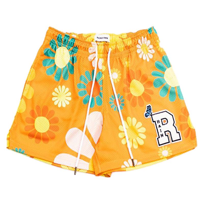 Men's Clothing New American Style Flower Sports Basketball Shorts Mesh Hole Breathable Running Casual Beach Pants For Domestic And Foreign Trade_viptrois.com
