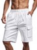 Premium Products 2025 New Men's Multi Pocket Solid Color Loose Casual Drawstring Five Quarter Pants, Lightweight And Breathable Shorts_viptrois.com