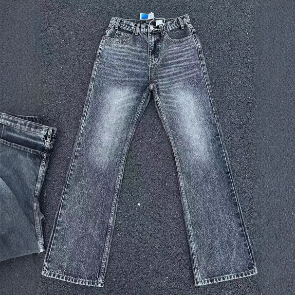 Men's Clothing Marble Washed Flared Jeans Clean Fit Style Retro Trousers Trend_viptrois.com