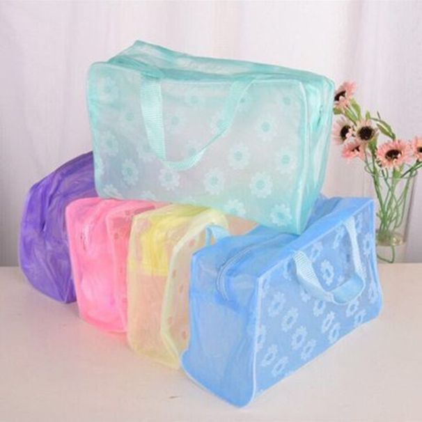 Storage Bags PVC Finishing Floral Transparent Toiletry Bag Outdoor Travel Portable Storage Toiletry Bag Waterproof Large Capacity Storage Bag_viptrois.com