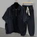 Men's Clothing Half Zipper Solid Color Short Sleeved Suit Men's Summer Trendy Brand Workwear Pocket Design Student Loose Short Sleeved Cuffed Trousers_viptrois.com