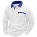 Autumn New Long Sleeve Waffle Polo Shirt Men's Turn-down Collar T-shirt Top_viptrois.com