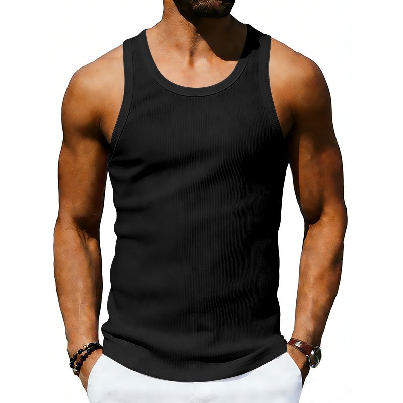 Men's Ribbed Slim Fit Sleeveless Shirt - Breathable Muscle Tank Top For Gym Workout & Summer Training_viptrois.com