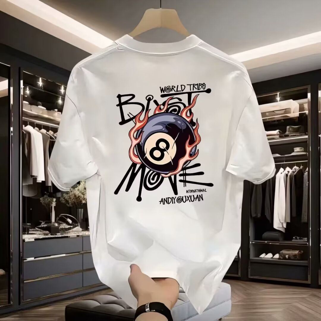 Men's Clothing Short Sleeved Cotton T Shirt Loose T Shirt Half Sleeved_viptrois.com